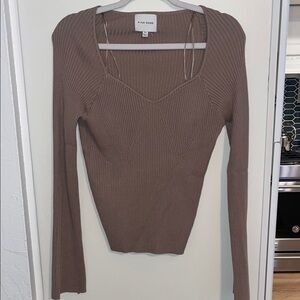 Pink Rose Women's Light Brown Ribbed Sweater Top | XL